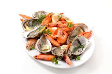 seafood platter isolated on white background