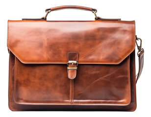 Classic brown leather bag isolated.