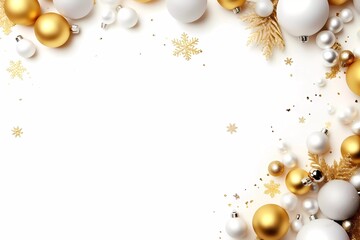 White empty background with a chrismas decorations. Copy space for text. Good for banners