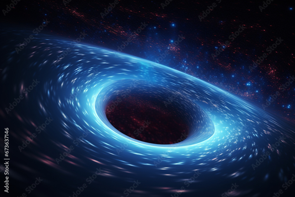 Wall mural a black hole with a glowing constellation of various colors revolves around a black hole in the univ