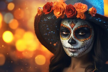 Catrina skull makeup for Halloween, Day of the Dead