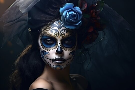 Catrina skull makeup for Halloween, Day of the Dead