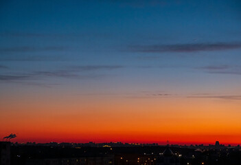 city sunrise close up red sky