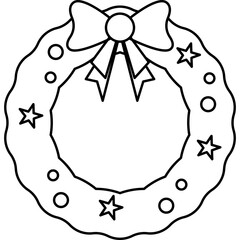 Christmas Wreath Icon Line