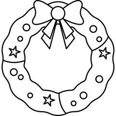 Christmas Wreath Icon Line