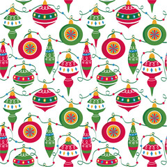 Seamless of Pattern of Christmas Ornaments -Christmas vector design 