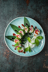 sushi on the black background