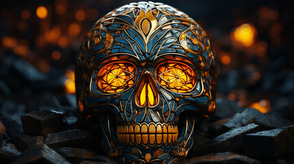 pirate skull with radiating eyes