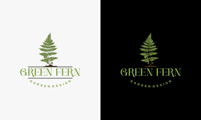 Naklejka na ściany i meble Green Fern logo icon design template vector, Hand Drawn Fern garden Designs template vector