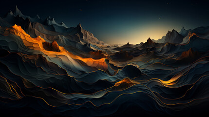 sunset over the layers of mountains