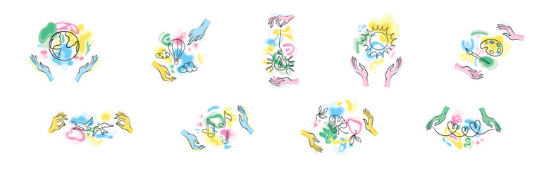 Abstract Minimal Composition with Bright Outline Object Vector Set