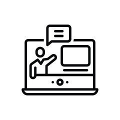 Black line icon for webinar chat 