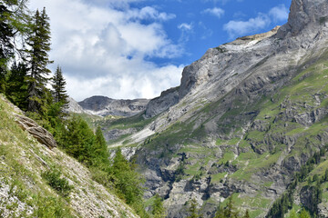 Fototapeta na wymiar Mountain Pass in the Swiss Alps in Summer, Valais, Switzerland