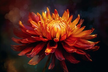 Fall orange flower digital art. Color flora plant invitation gerbera. Generate Ai
