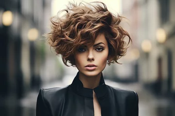 Foto op Plexiglas Woman With Trendsetting Hairstyle, Haircut © Ezio Gutzemberg