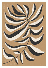 Minimalist poster with abstract art leaf composition