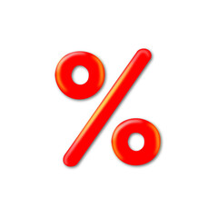 Percentage sign in soft 3D style for promotions, sales and discounts
