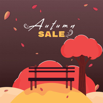 autumn sale banner with leaves.