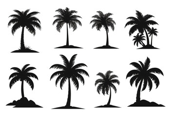 Tropical Paradise: Caribbean Beach Palm Tree Icon Collection
