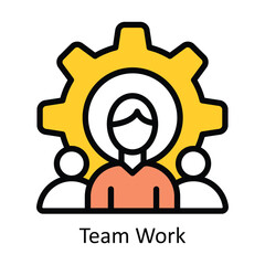 Team Work vector Filled outline Design illustration. Symbol on White background EPS 10 File