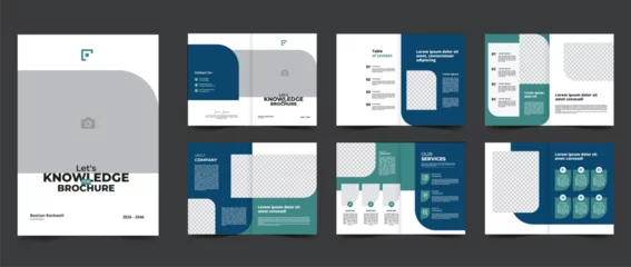 Fotobehang business company profile multipurpose brochure template with blue geometric premium shape illustrator vector  © plus _ stocks