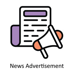 News Advertisement vector Filled outline Design illustration. Symbol on White background EPS 10 File