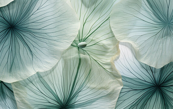 closeup shot of green lotus leaf with vein texture © Harry