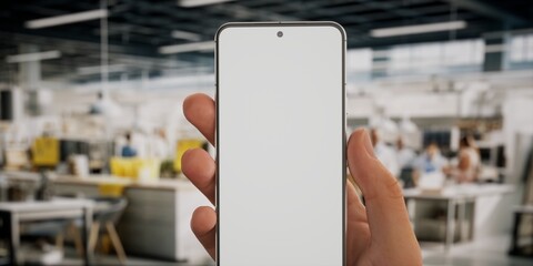 CU Caucasian man using his phone inside a huge home furnishing store