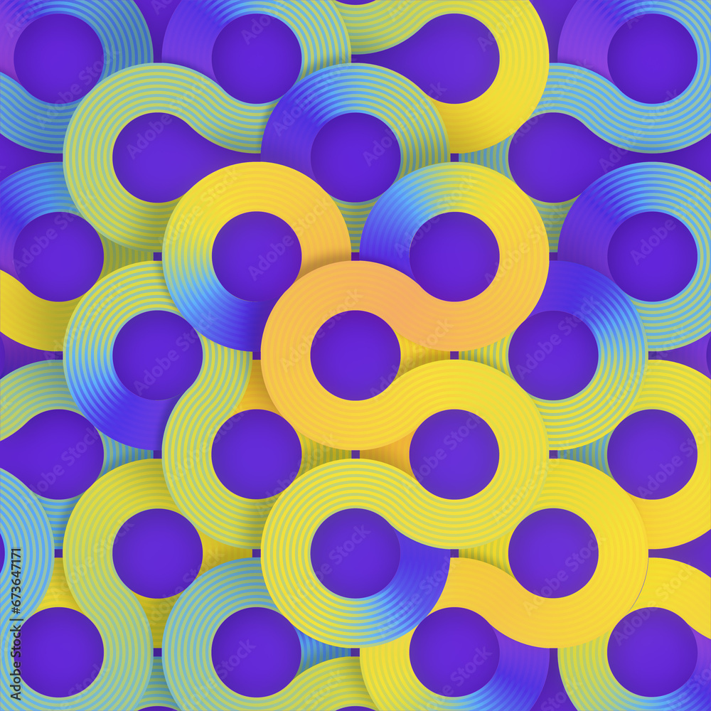 Leinwandbilder pattern of rounded lines with texture in bright neon colors. 3d rendering digital illustration