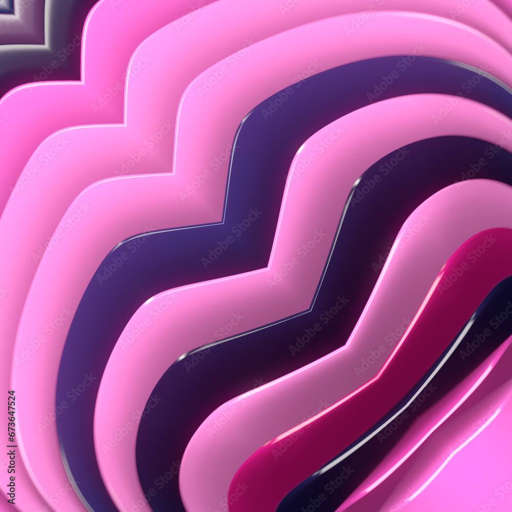 Poster Multicolored abstract pattern composed of different shades of pink and purple. 3d rendering digital illustration