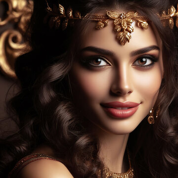 Portrait of Circe, enchantress of ancient Greece, with curly hair that enticed men. Odyssey by Homer.