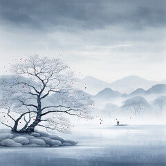 Winter Serene Minimalistic Painting
