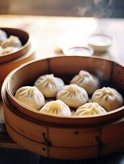 Fototapeta premium Chinese food xiaolongbao,created with Generative AI tecnology.