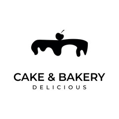 Cake and bakery logo vector icon simple illustration graphic design