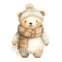 white bear illustration - cute winter illustration on white background