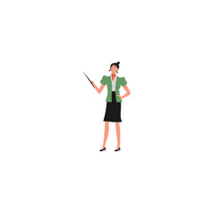 vector set of women's poses in green clothes vector