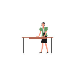 vector set of women's poses in green clothes element