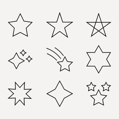 star or favorite line icon set collection vector art