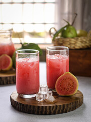 Two glasses of red guava juice 