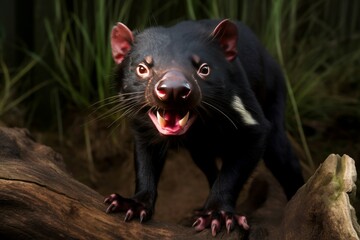 Tasmanian devil animal jungle creature. Natural forest mascot adorable critter. Generate Ai