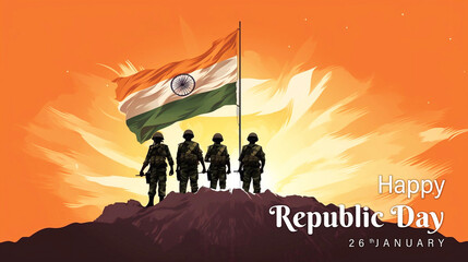 Happy 76th Independence Day of India Illustration. Happy Republic Day 15th August Template Poster Banner Flyer