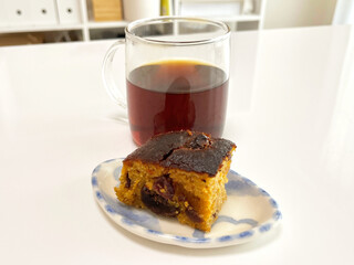 Tea time with homemade carrot cake