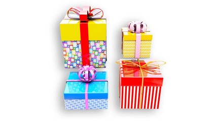 colorful gift boxes with ribbons