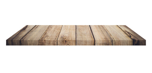 old wood shelves table isolated on transparent background. Png realistic design element. - 673654572