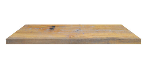 old wood shelves table isolated on transparent background. Png realistic design element.
