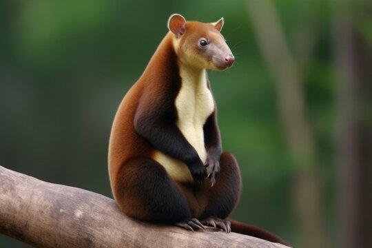 Tree kangaroo forest sitting. Outdoor wild summer animal cute. Generate Ai