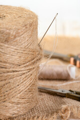 Spool of string and a needle
