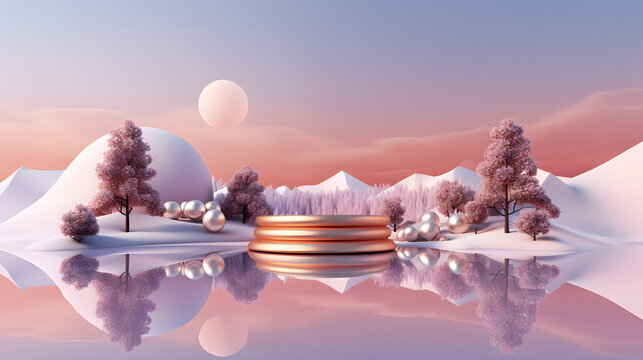 3d render of product display podium