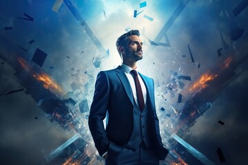 businessman in business on a digital background business and finance stock photo genrative ai - obrazy, fototapety, plakaty