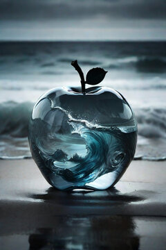 apple in water HD 8K wallpaper Stock Photographic Image